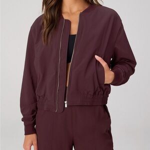 Fabletics Everyday Bomber Jacket | Size Small | Maroon